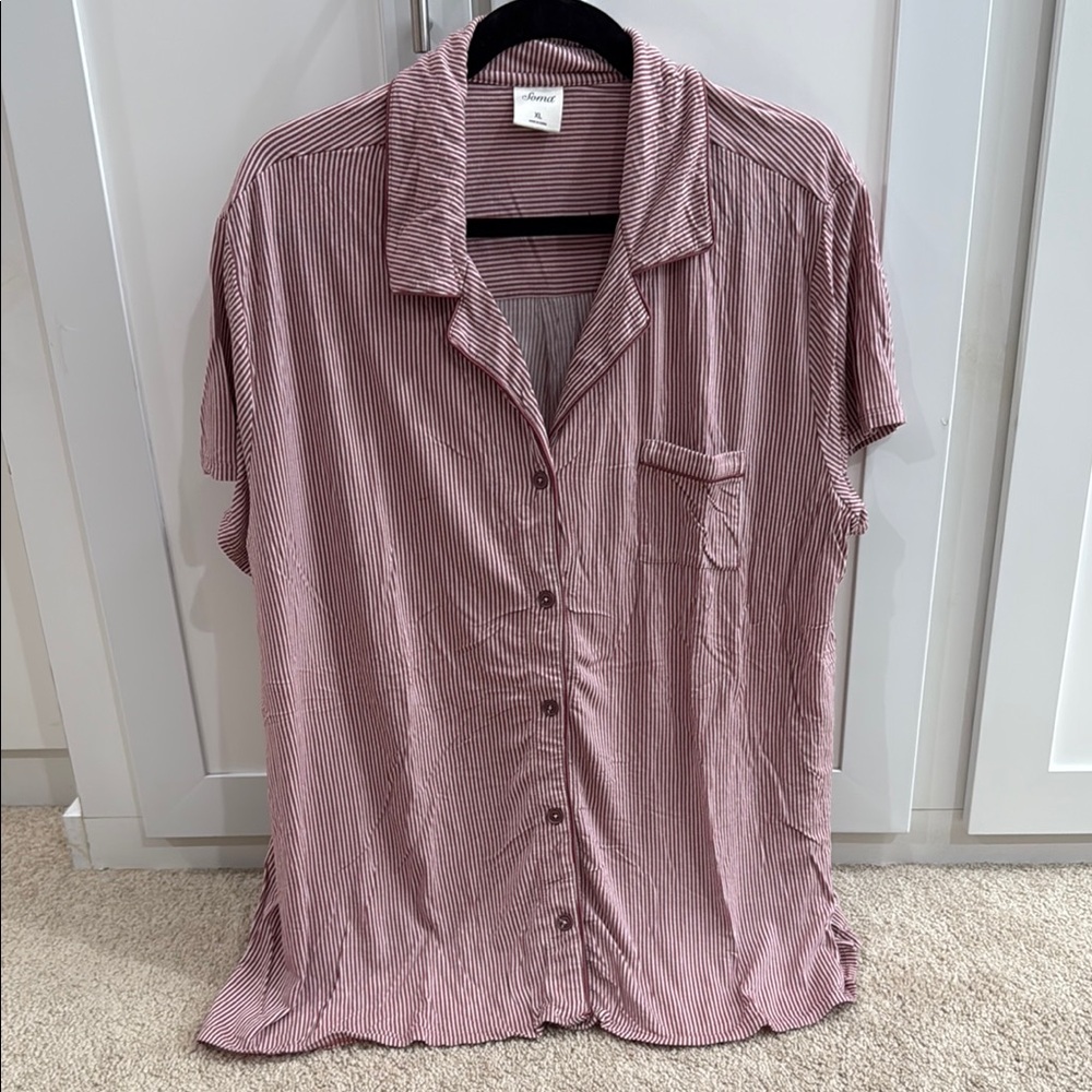 Soma Striped short sleeve Button-Up pajama Shirt